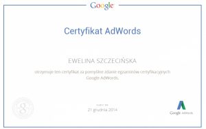 Certyfikat Google Adwords